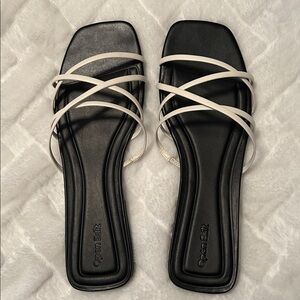 Open Edit Black and White Strappy Sandals size 10